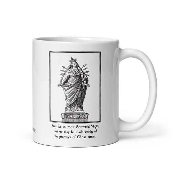Our Lady of Sorrows Prayer Mug, Pray for Us Most Sorrowful Virgin, Catholic Devotional Mug, Marian Devotion, Catholic Art, Priest Nun Gift