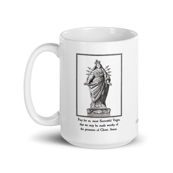 Our Lady of Sorrows Prayer Mug, Pray for Us Most Sorrowful Virgin, Catholic Devotional Mug, Marian Devotion, Catholic Art, Priest Nun Gift