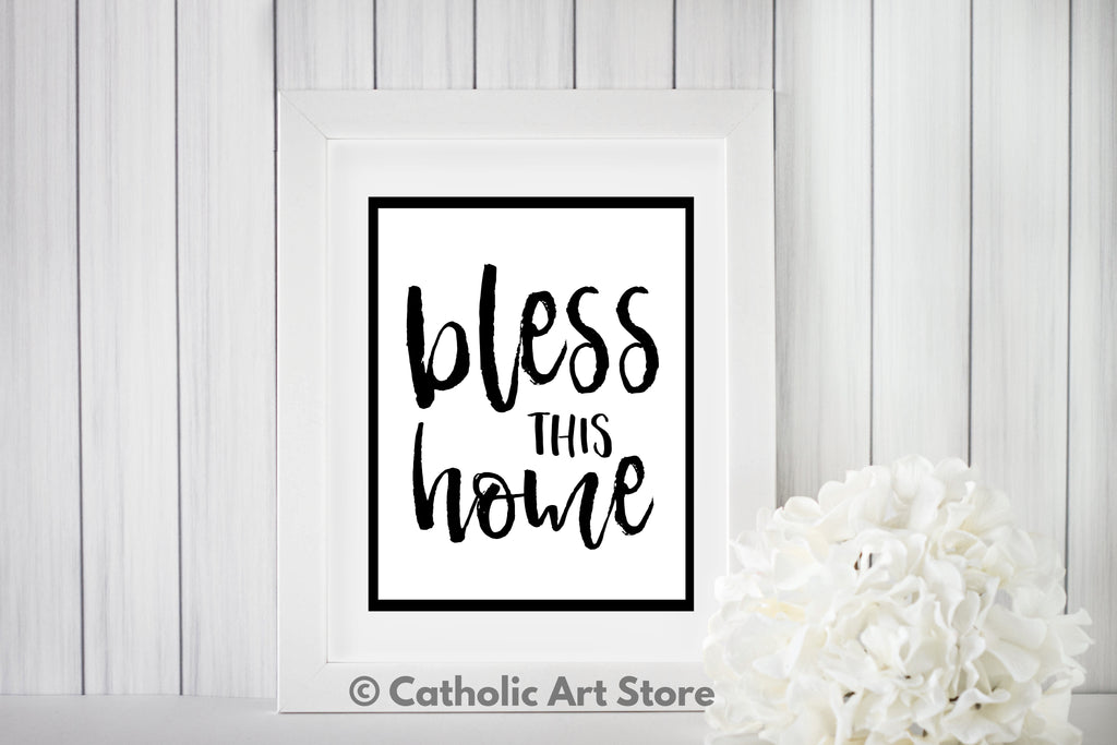 Bless this Home - Catholic Wall Art - Religious Housewarming Gift Idea