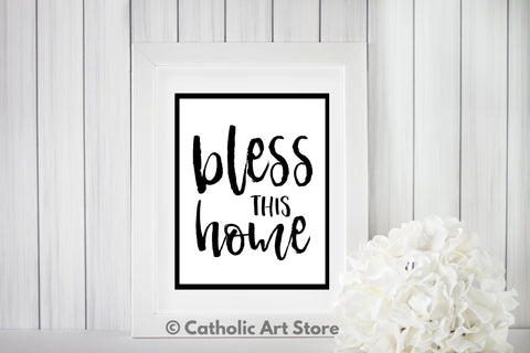 Bless this Home - Catholic Wall Art - Religious Housewarming Gift Idea