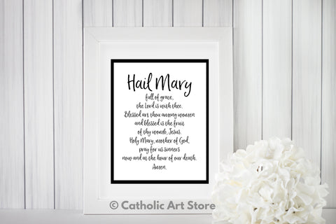 Hail Mary Prayer - Catholic Wall Art - Religious Home Decor