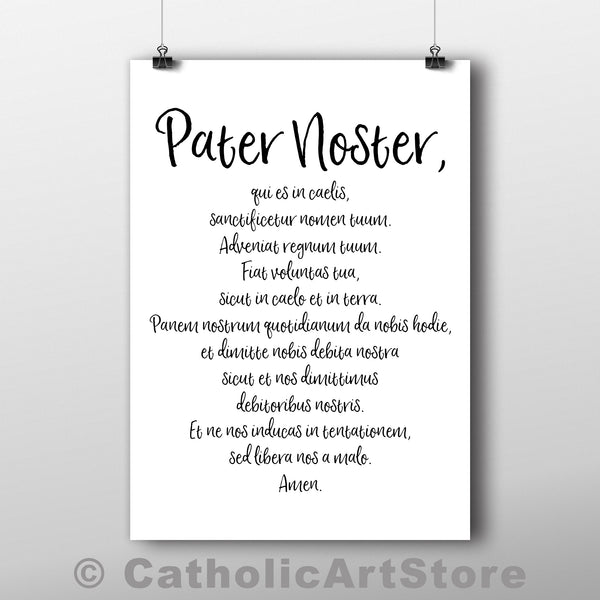 Pater Noster, Ave Maria, and Gloria Patri - Latin Prayers - Printable Prayer 3-Pack - Print-at-Home Catholic Prayer Decor - Rectory Convent