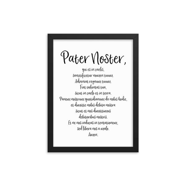 Pater Noster Latin Prayer Framed Poster - Catholic Our Father Prayer - Catholic Wall Art - Religious Home Decor - Easter Altar Art - Priest Nun Deacon Convent Seminary Gift