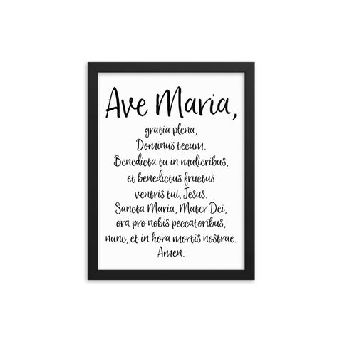 Ave Maria Latin Prayer - Catholic Framed Wall Art - Christmas Easter Home Decor - Priest Nun Brother Sister Deacon Convent Gift - Homeschool Home School Sunday Decoration