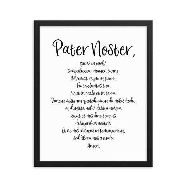 Pater Noster Latin Prayer Framed Poster - Catholic Our Father Prayer - Catholic Wall Art - Religious Home Decor - Easter Altar Art - Priest Nun Deacon Convent Seminary Gift