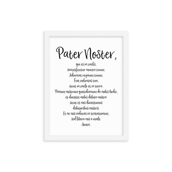 Pater Noster Latin Prayer Framed Poster - Catholic Our Father Prayer - Catholic Wall Art - Religious Home Decor - Easter Altar Art - Priest Nun Deacon Convent Seminary Gift