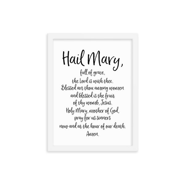 Hail Mary Prayer - Framed Catholic Art - Catholic Prayer Gift