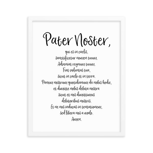 Pater Noster Latin Prayer Framed Poster - Catholic Our Father Prayer - Catholic Wall Art - Religious Home Decor - Easter Altar Art - Priest Nun Deacon Convent Seminary Gift