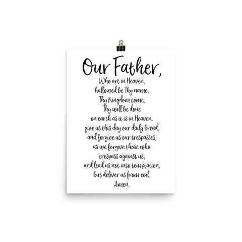 Our Father Prayer - The Lord's Prayer Catholic Art Poster - Catholic Home Decor