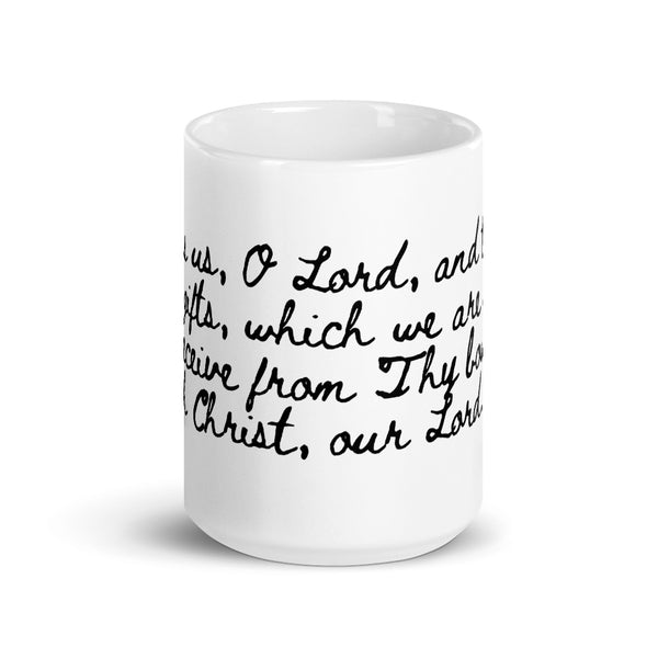 Bless Us O Lord Prayer Mug - Blessing before Meal - Kitchen Dining Room - Housewarming Gift for Nun RCIA Confirmation Baptism Chef Cook