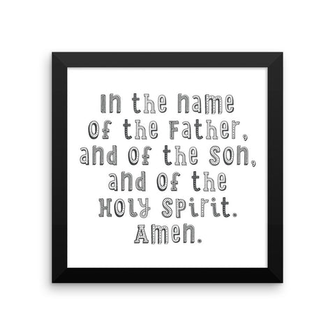 In the Name of the Father - Catholic Baby Shower Gift - Framed Catholic Prayer