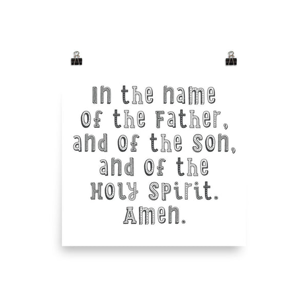 In the Name of the Father - Catholic Prayer Poster - Catholic Nursery