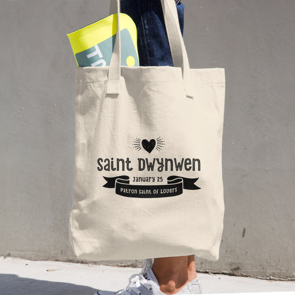 Saint Dwynwen Tote Bag - Patron Saint for Lovers - Catholic Bridesmaid and Bridal Party Gift