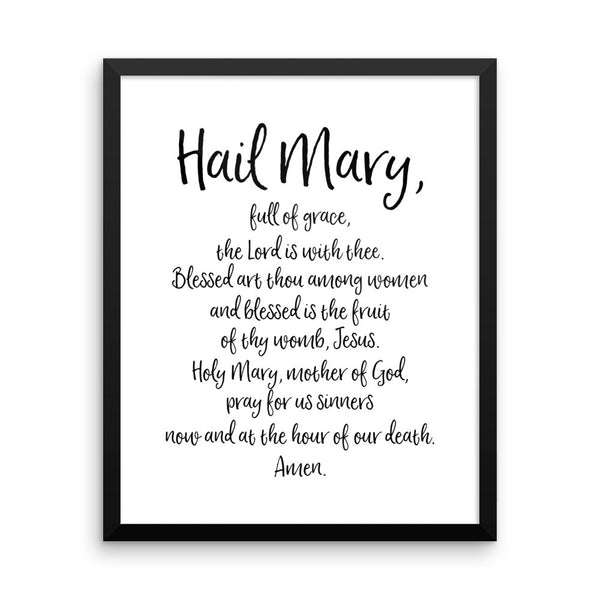 Hail Mary Prayer - Framed Catholic Art - Catholic Prayer Gift