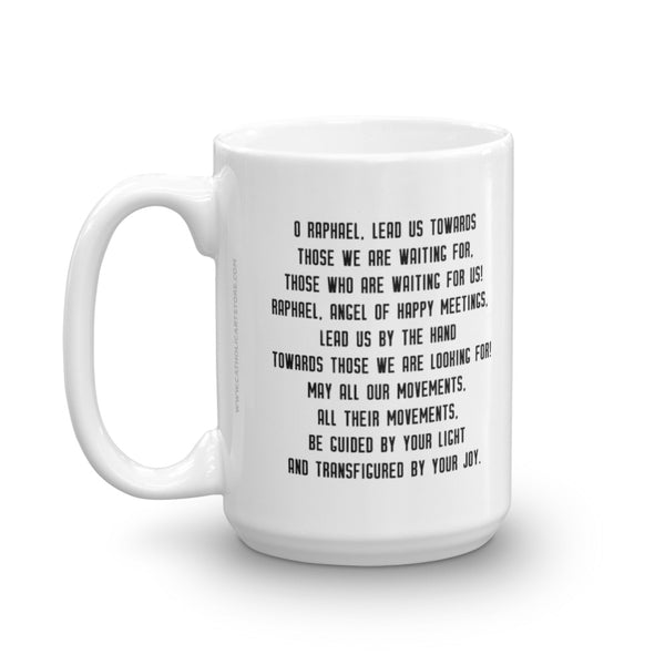 Saint Raphael the Archangel Prayer Mug - Gift for Catholic Single Man or Woman - Prayer for Happy Meetings