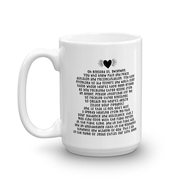 Saint Dwynwen Novena Prayer Mug - Patron Saint for Lovers - Help for Broken Hearts