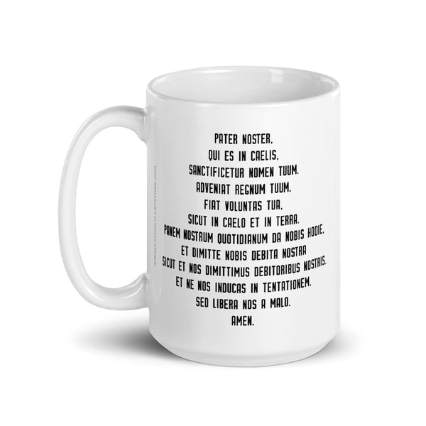 Pater Noster Latin Prayer Mug - Catholic Coffee Cup - Our Father Prayer - Priest, Nun, Deacon, & Clergy Gift Idea