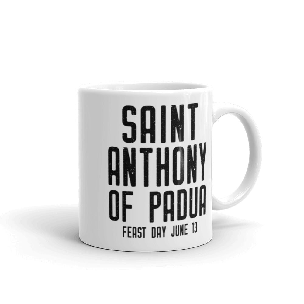 St. Anthony of Padua Mug - Actions Speak Louder than Words - Catholic Saint Quote