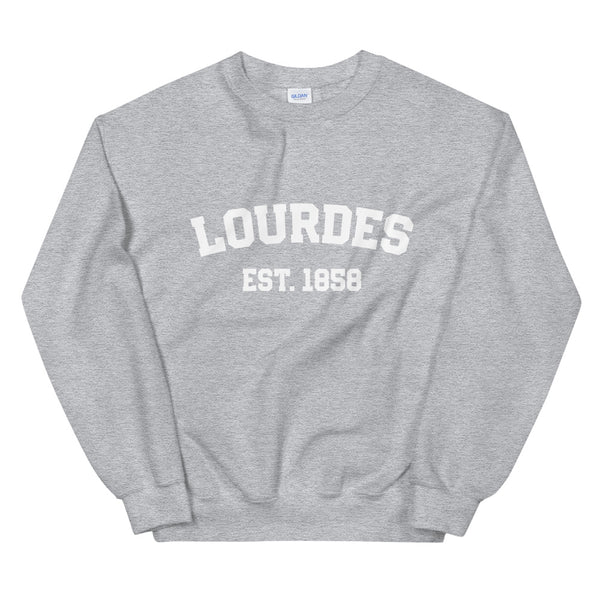 Lourdes Est 1858 Sweatshirt - Catholic Our Lady Apparel - Priest Nun Deacon Chaplain Lector - Baptism Confirmation RCIA Graduation Mom Gift