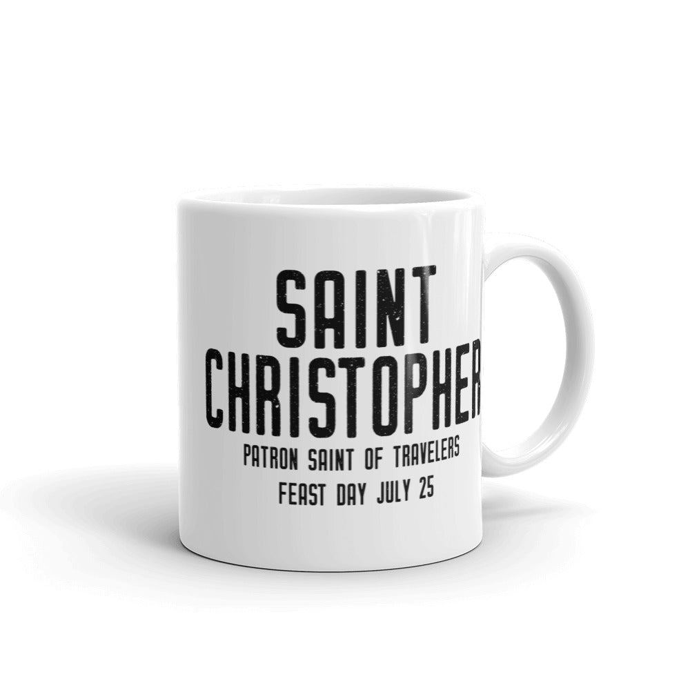 St. Christopher Pray for Us Mug - Patron Saint of Travelers - Catholic Gift - Martyr - Priest Brother Dad Christmas RCIA Confirmation