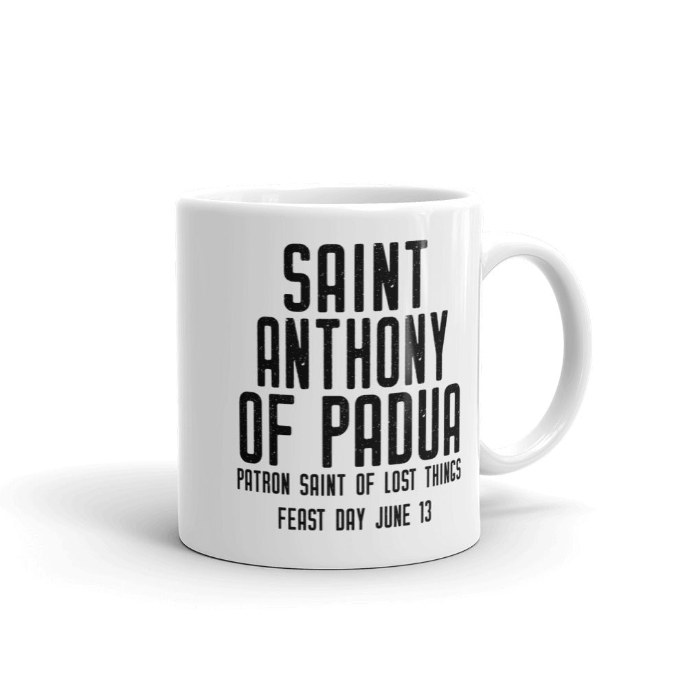 St. Anthony of Padua Pray for Us Mug - Patron Saint of Lost Things - Catholic Gift - Priest Brother Dad RCIA Confirmation Graduation Baptism