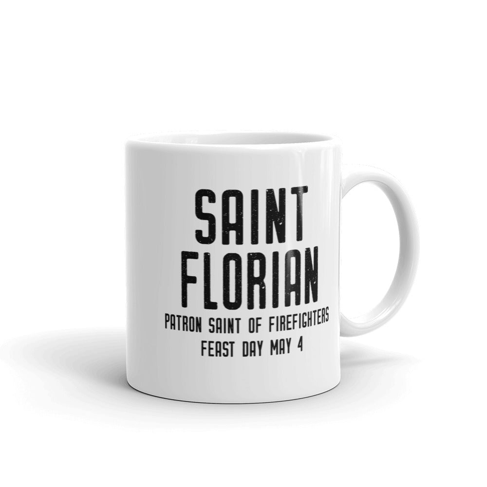 St. Florian Pray for Us Mug - Patron Saint Firefighters - Catholic Gift Firewoman Fireman Sister Mom Aunt Brother Dad Uncle First Responder