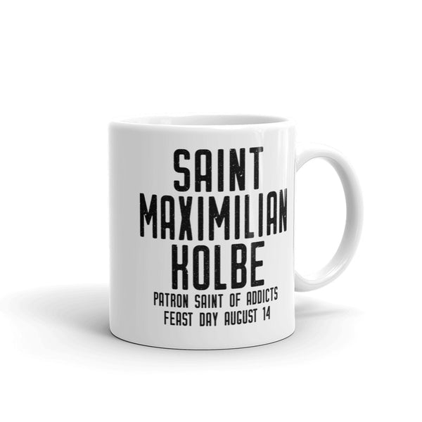 St. Maximilian Kolbe Pray for Us Mug, Patron Saint of Addicts, Catholic Addiction Counselor Gift, Franciscian Priest Gift, Catholic Martyr