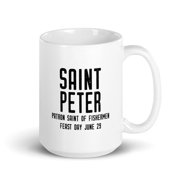 St. Peter Pray for Us Mug - Patron Saint of Fishermen - Catholic Fishing Gift for Men - Priest Brother Dad RCIA Confirmation Graduation Baptism