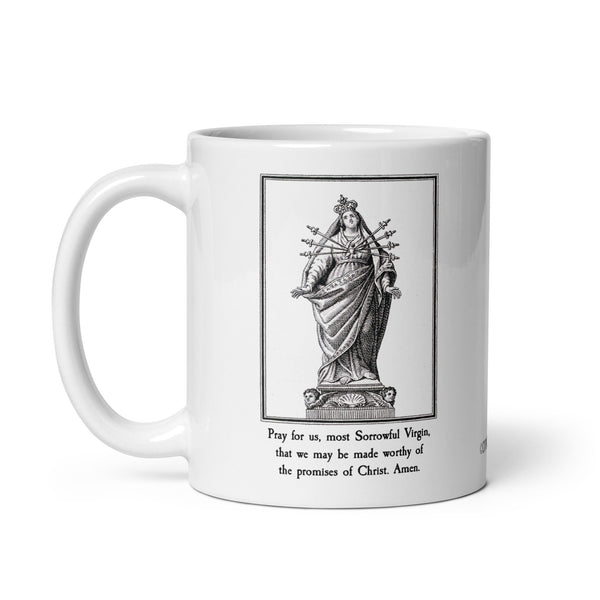 Our Lady of Sorrows Prayer Mug, Pray for Us Most Sorrowful Virgin, Catholic Devotional Mug, Marian Devotion, Catholic Art, Priest Nun Gift