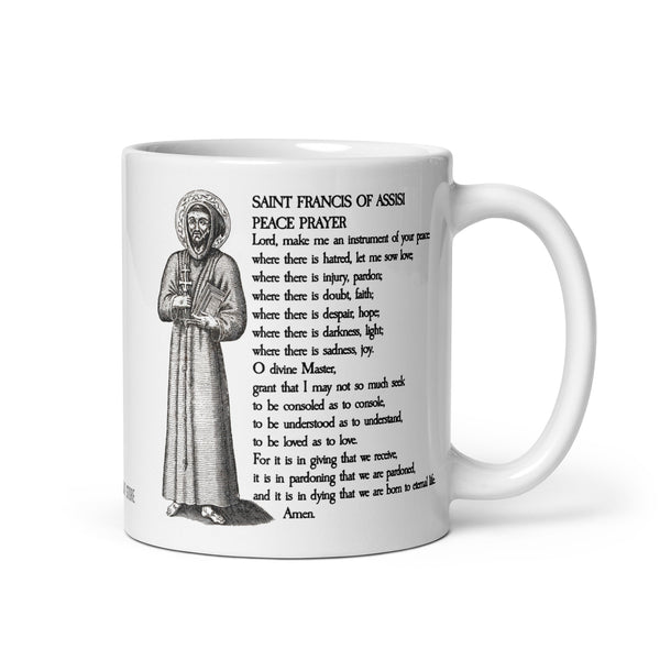 Saint Francis of Assisi Peace Prayer Mug, Franciscan Priest Gift, Instrument of Your Peace, Catholic Mug, Chaplain Gift, Catholic Teacher Gift
