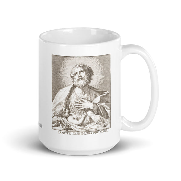 St. Joseph Ora Pro Nobis Mug, Patron Saint Workers and Dads, Catholic Father's Day Gift, Graduation Mug, Latin Mug, Vintage Catholic Image