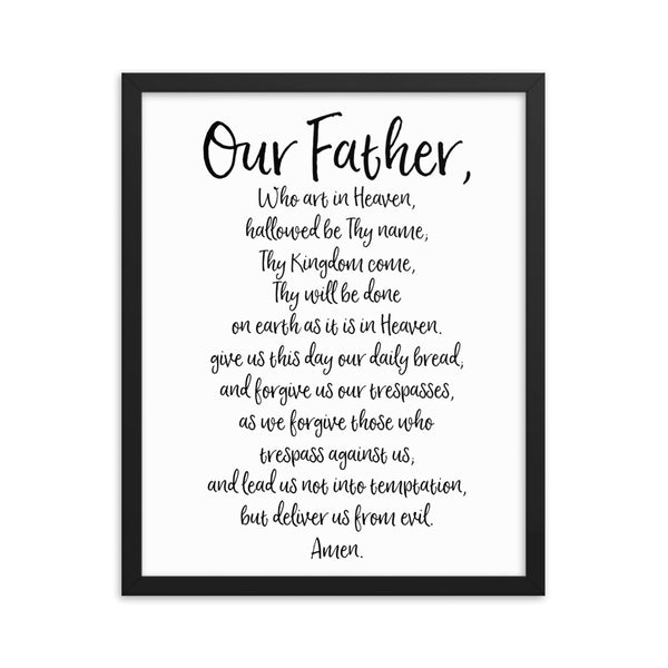Our Father Prayer - The Lord's Prayer Framed Catholic Art - Catholic Prayer Gift