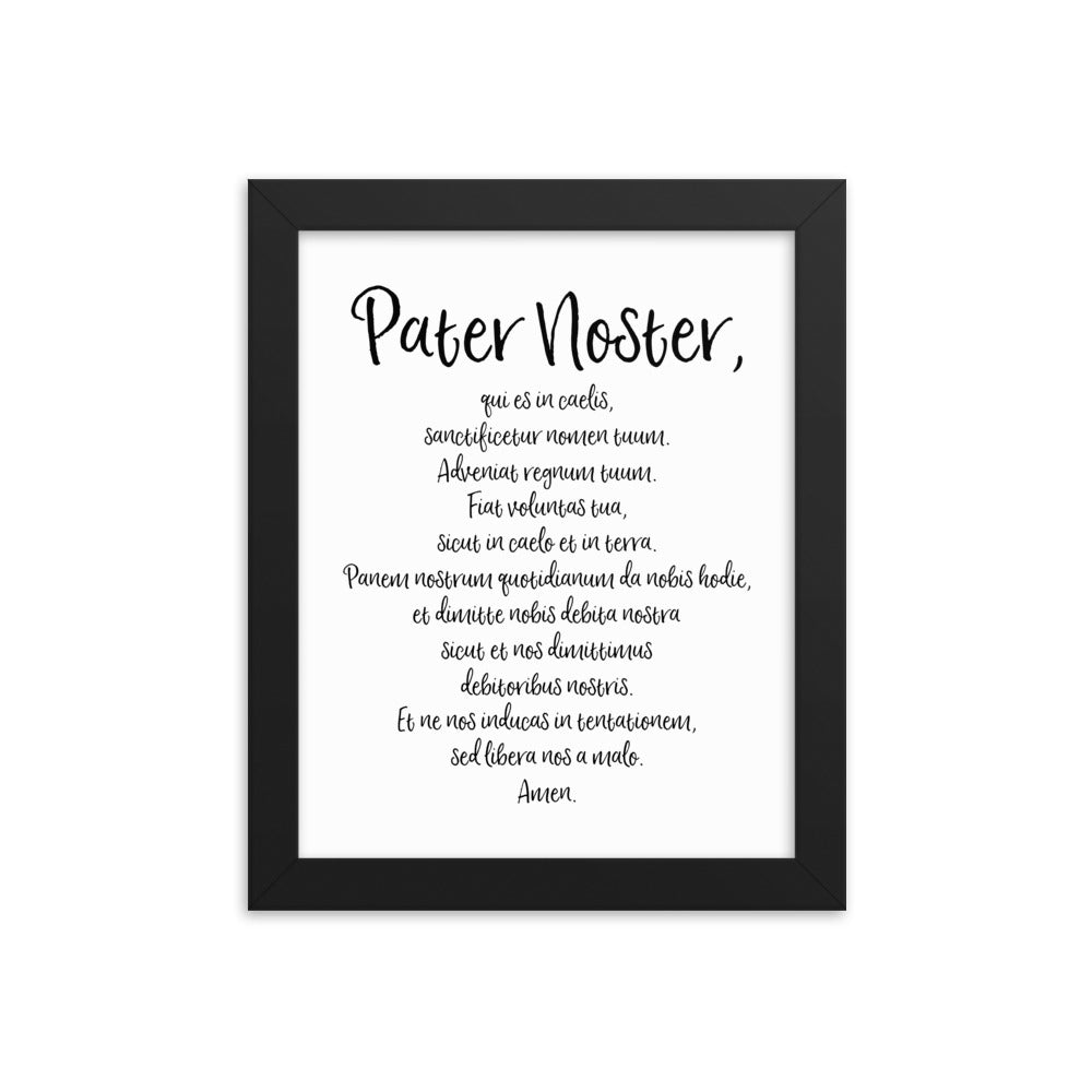 Pater Noster Latin Prayer Framed Poster - Catholic Our Father Prayer - Catholic Wall Art - Religious Home Decor - Easter Altar Art - Priest Nun Deacon Convent Seminary Gift