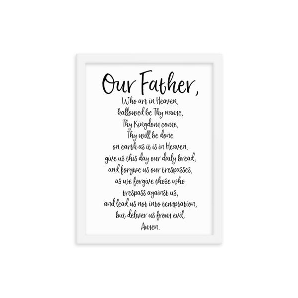 Our Father Prayer - The Lord's Prayer Framed Catholic Art - Catholic Prayer Gift
