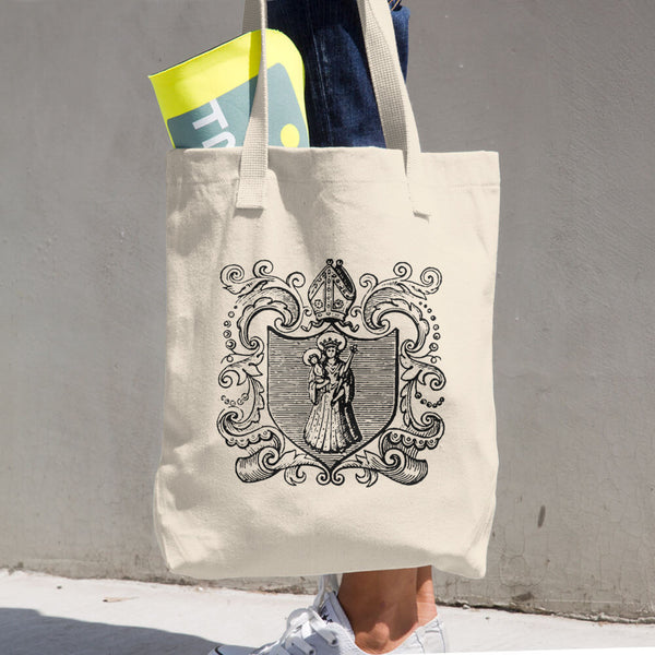 Blessed Virgin Mary and Baby Jesus Tote Bag - Our Lady of Mount Carmel - Vintage Catholic Image