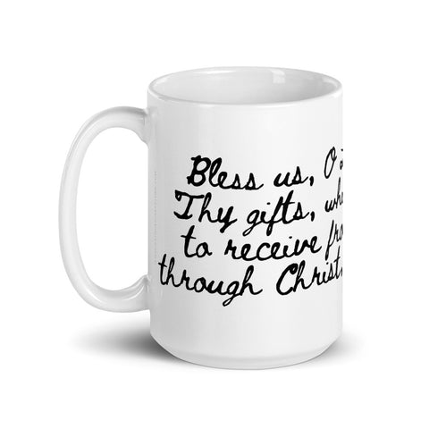 Bless Us O Lord Prayer Mug - Blessing before Meal - Kitchen Dining Room - Housewarming Gift for Nun RCIA Confirmation Baptism Chef Cook