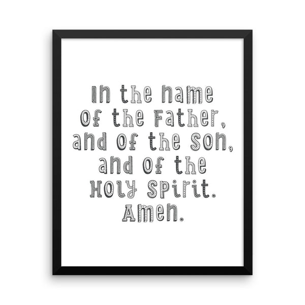 In the Name of the Father - Catholic Baby Shower Gift - Framed Catholic Prayer