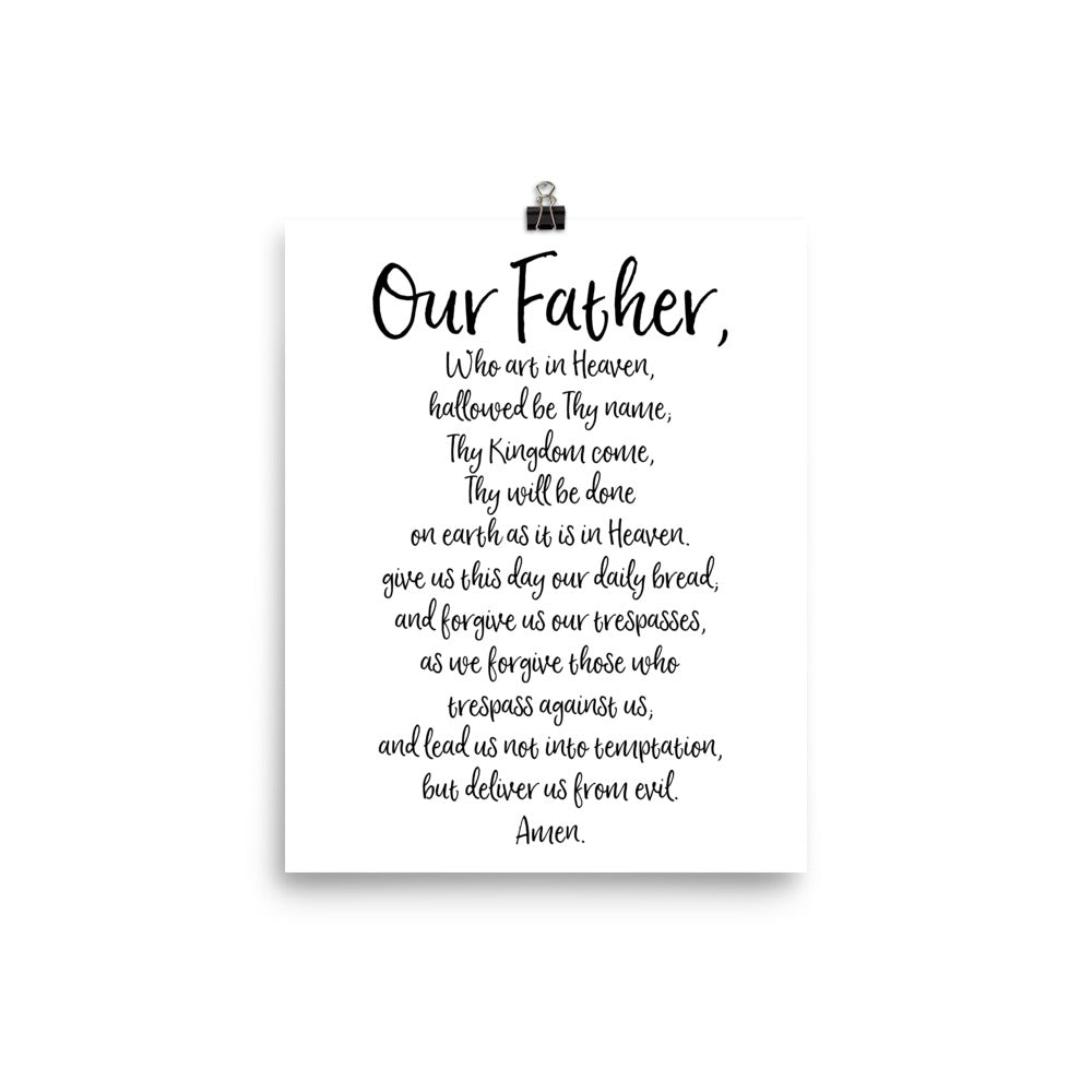 Our Father Prayer - The Lord's Prayer Catholic Art Poster - Catholic Home Decor