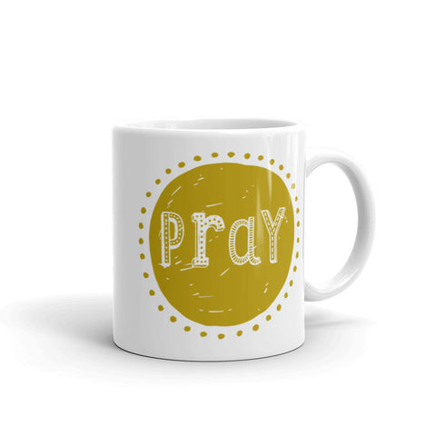 Pray Mug in Goldenrod - Catholic Birthday Gift - Catholic Kitchen