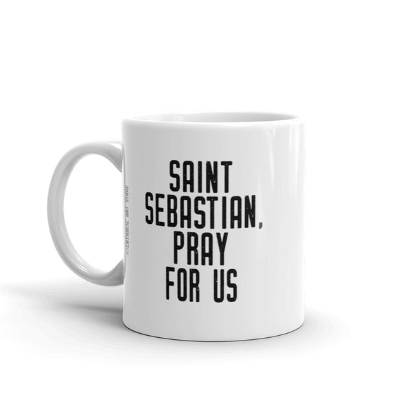 St. Sebastian Pray for Us Mug - Patron Saint of Athletes - High School College Catholic Sports Coach Gift - Confirmation Graduation Gift - Priest