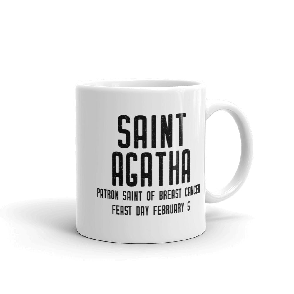 St. Agatha Pray for Us Mug - Patron Saint of Breast Cancer - Catholic Gift for Women – Oncology Nurse Doctor Caregiver - Nun Sister Mom RCIA Confirmation Graduation Baptism