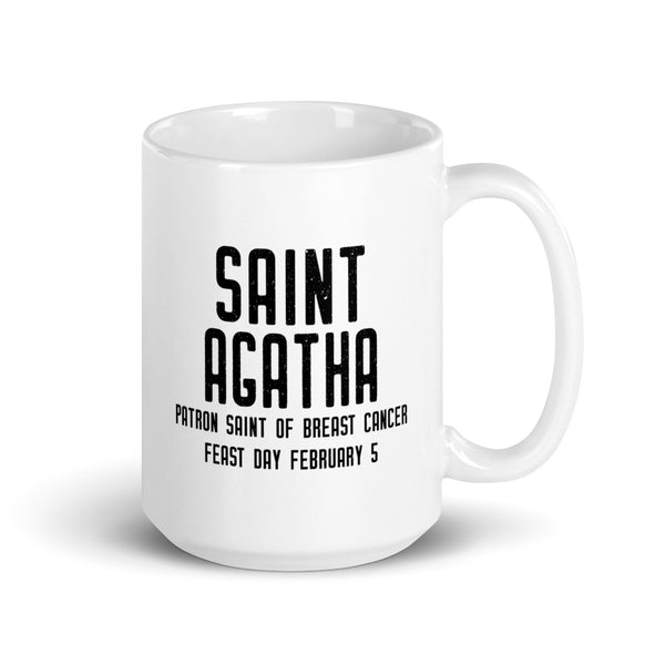St. Agatha Pray for Us Mug - Patron Saint of Breast Cancer - Catholic Gift for Women – Oncology Nurse Doctor Caregiver - Nun Sister Mom RCIA Confirmation Graduation Baptism
