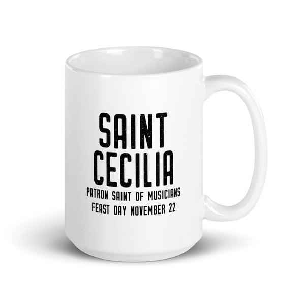 St. Cecilia Pray for Us Mug - Patron Saint of Musicians - Catholic Gift Choir Singer Musical Director – Nun Sister Mom RCIA Confirmation Graduation Baptism