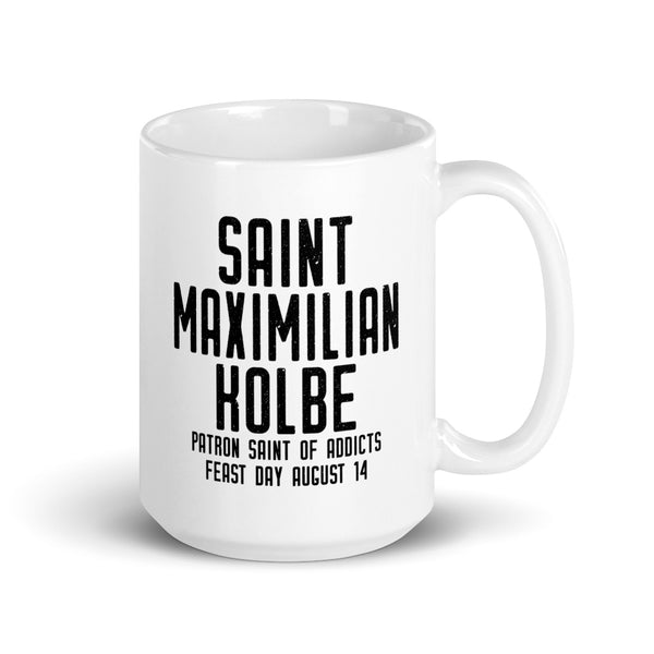 St. Maximilian Kolbe Pray for Us Mug, Patron Saint of Addicts, Catholic Addiction Counselor Gift, Franciscian Priest Gift, Catholic Martyr