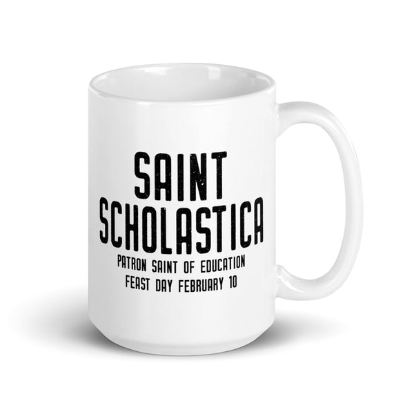 St. Scholastica Pray for Us Mug, Patron Saint of Education, Catholic Gift, Teacher Mug, Benedictine Nun Gift, Back to School Gift, Graduation Gift, Thank You Gift